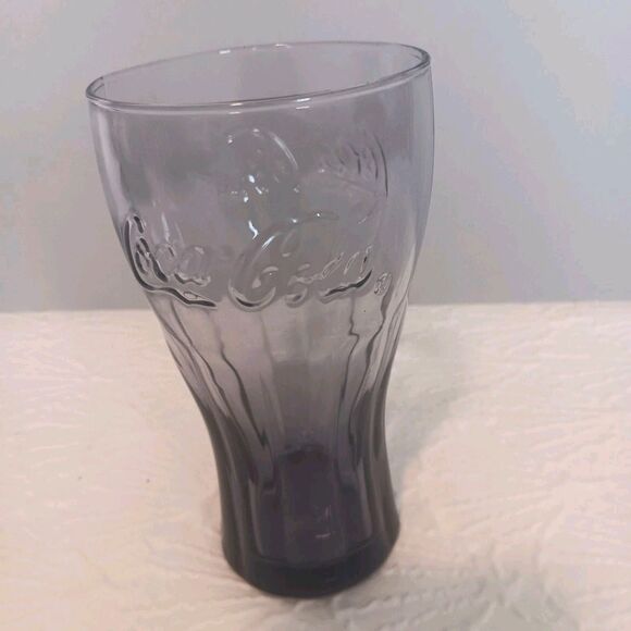 Vintage Libby Purple Amethyst Embossed Coca Cola Glass 6 tall 16oz - Picture 7 of 9